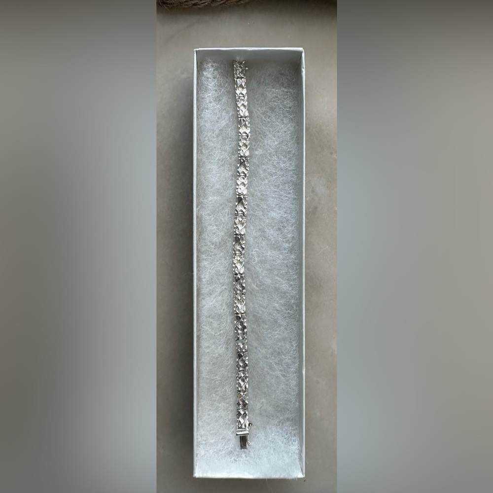 VINTAGE 925 Sterling Silver Solid Nugget 8 Inch Bracelet